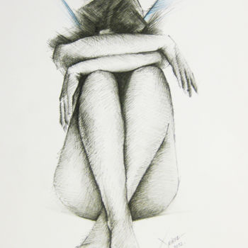 Disegno intitolato "Angel Girl" da Xristastavrou, Opera d'arte originale, Matita