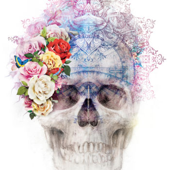 Arts numériques intitulée "Skull Queen with Bu…" par Xristastavrou, Œuvre d'art originale, Peinture numérique