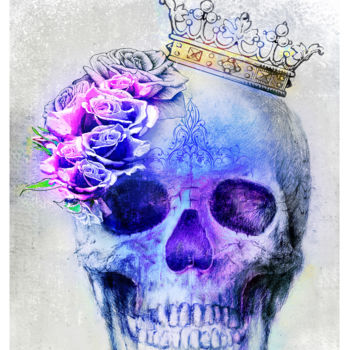 Arts numériques intitulée "Skull Queen Blue" par Xristastavrou, Œuvre d'art originale, Peinture numérique
