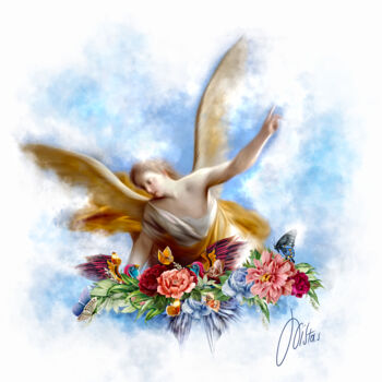 Digital Arts titled "The Guardian Angel" by Xristastavrou, Original Artwork, Digital Painting