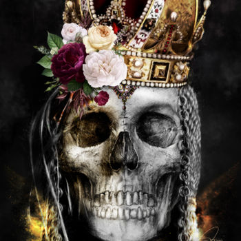 Digital Arts titled "Skull Queen 070820" by Xristastavrou, Original Artwork, Digital Painting