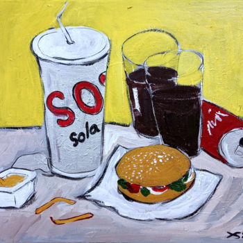 Painting titled "Still life with dri…" by Xsania Art, Original Artwork, Acrylic