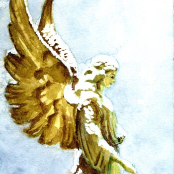 Painting titled "Ange 7" by Xtof, Original Artwork, Watercolor