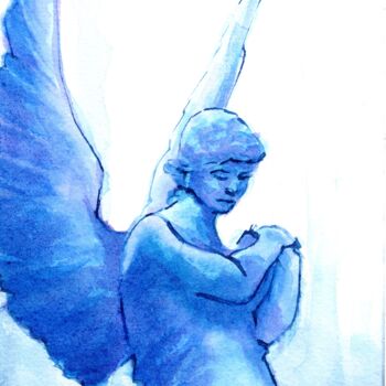 Картина под названием "Ange 9" - Xtof, Подлинное произведение искусства, Акварель