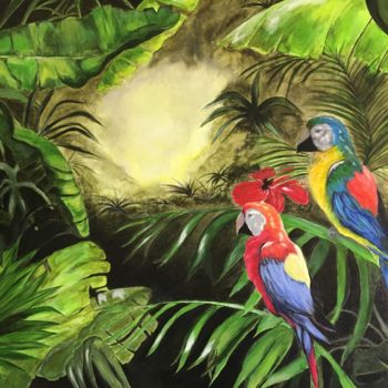 Painting titled "Perrots" by Xuan Mai Ly, Original Artwork, Acrylic