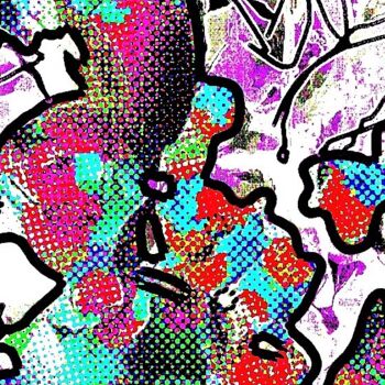 Digitale Kunst mit dem Titel ""Roses pop art"" von Xuélie.S, Original-Kunstwerk, Digitale Malerei
