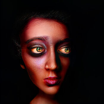 Цифровое искусство под названием "Green Eyes" - Mossart, Подлинное произведение искусства, Цифровая живопись