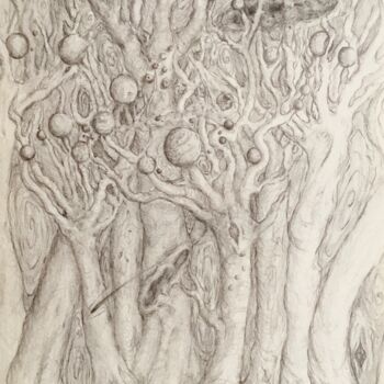 Peinture intitulée "Forest" par Y. Eylül, Œuvre d'art originale, Crayon