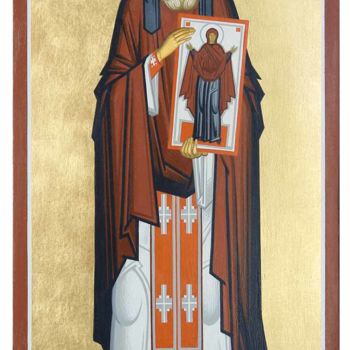 Картина под названием "St. Alypius of the…" - Yurii Hrechyn, Подлинное произведение искусства, Пигменты