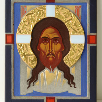 Painting titled "The Holy Mandylion" by Yurii Hrechyn, Original Artwork, Acrylic