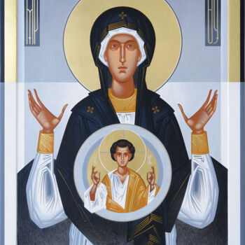 Pintura titulada "Our Lady of the Sig…" por Yurii Hrechyn, Obra de arte original, Acrílico