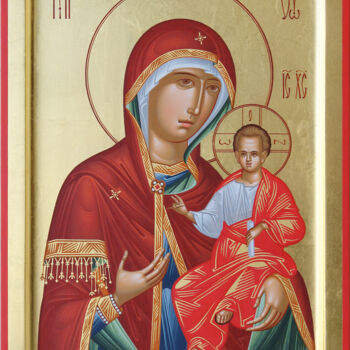 Peinture intitulée "Virgin Mary Hodeget…" par Yurii Hrechyn, Œuvre d'art originale, Acrylique