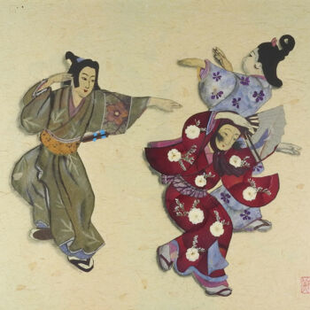 Pittura intitolato "Genroku Hanami Odor…" da Y. Itogawa, Opera d'arte originale