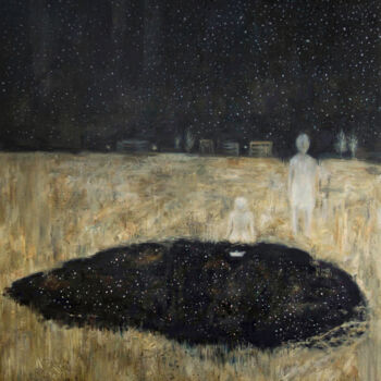 Картина под названием "The puddle" - Yuliya Kachan, Подлинное произведение искусства, Масло Установлен на Деревянная рама дл…