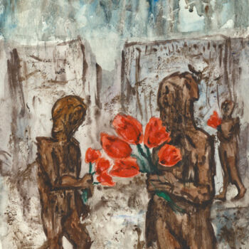 Schilderij getiteld "Flowers of early sp…" door Yuliya Kachan, Origineel Kunstwerk, Aquarel