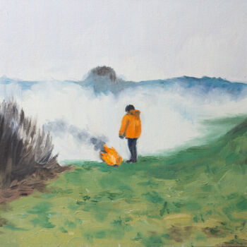 Painting titled "The smoke" by Yuliya Kachan, Original Artwork, Oil