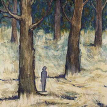 Картина под названием "Giant trees" - Yuliya Kachan, Подлинное произведение искусства, Акварель