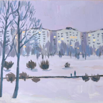 "Winter evening" başlıklı Tablo Yuliya Kachan tarafından, Orijinal sanat, Zamklı boya