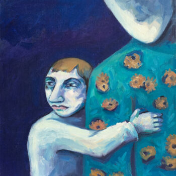 Картина под названием "Little embrace" - Yuliya Kachan, Подлинное произведение искусства, Масло Установлен на Другая жесткая…