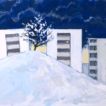 Peinture intitulée "Winter tree" par Yuliya Kachan, Œuvre d'art originale, Tempera
