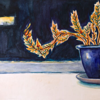Peinture intitulée "Fire flowers" par Yuliya Kachan, Œuvre d'art originale, Aquarelle