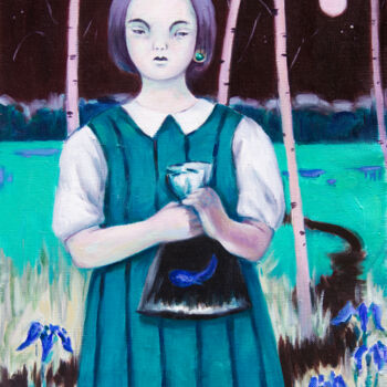 Картина под названием "Tadpole" - Yuliya Kachan, Подлинное произведение искусства, Масло Установлен на Деревянная рама для н…