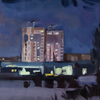 Pintura intitulada "Night city" por Yuliya Kachan, Obras de arte originais, Óleo