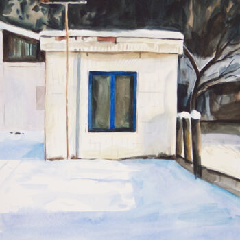 Картина под названием "Winter etude" - Yuliya Kachan, Подлинное произведение искусства, Акварель