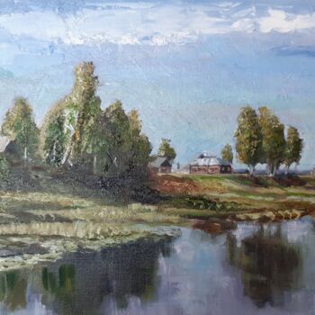Картина под названием "У реки" - Sergey Sterlov, Подлинное произведение искусства, Масло
