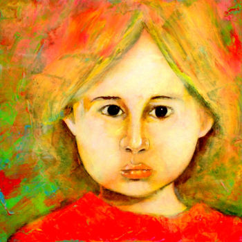 Pintura intitulada "Portrait d'enfant" por Yaacov Ye'Hezkel Corda, Obras de arte originais, Acrílico