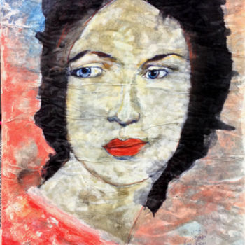 Painting titled "la-femme-brune" by Yaacov Ye'Hezkel Corda, Original Artwork, Acrylic