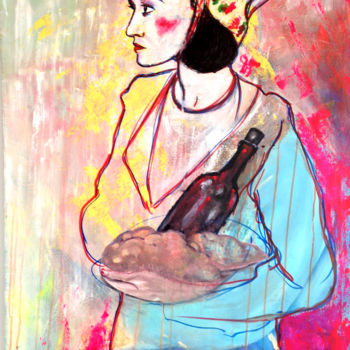 Картина под названием "la-femme-du-septièm…" - Yaacov Ye'Hezkel Corda, Подлинное произведение искусства, Акрил