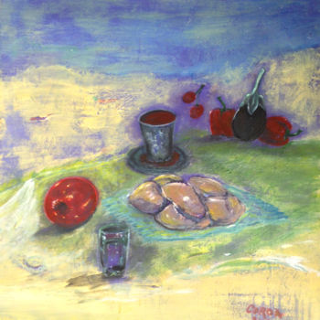 Painting titled "le-déjeuner-sur-l'h…" by Yaacov Ye'Hezkel Corda, Original Artwork, Acrylic