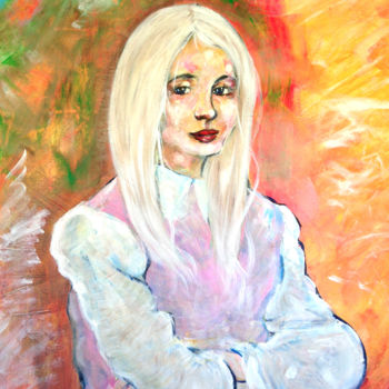 Painting titled "la-fille-aux-cheveu…" by Yaacov Ye'Hezkel Corda, Original Artwork, Acrylic
