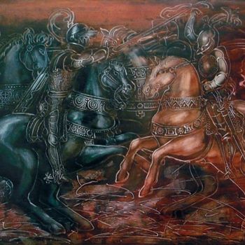 Pittura intitolato "Duel" da Natalie Yacenik, Opera d'arte originale, Olio