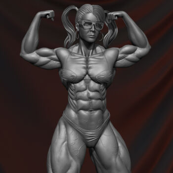 Digital Arts titled "Muscular woman by Y…" by Yacine Brinis, Original Artwork, 3D Modeling