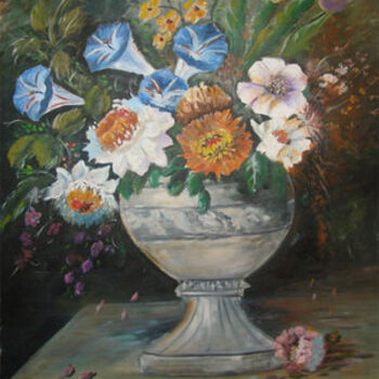 Painting titled "Bouquet de fleurs (…" by Yacine Rehahlia, Original Artwork