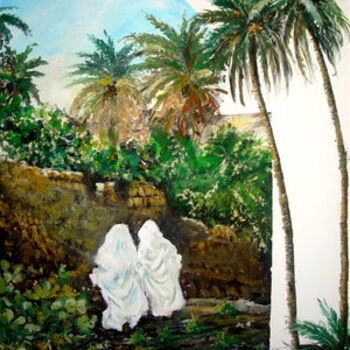 Painting titled "oasis" by Yacine Rehahlia, Original Artwork