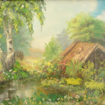 Painting titled "paysage" by Yacine Rehahlia, Original Artwork