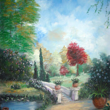 Painting titled "paysage" by Yacine Rehahlia, Original Artwork