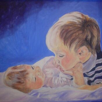Painting titled "enfance2" by Yacine Rehahlia, Original Artwork