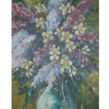 Painting titled "vase fleur" by Yacine Rehahlia, Original Artwork
