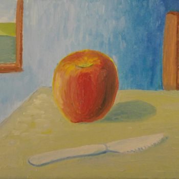 Painting titled "Une pomme" by Yassine C, Original Artwork