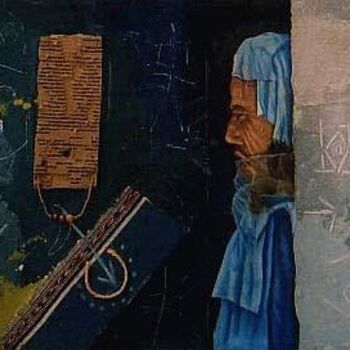 Painting titled "L'attente" by Lotfi Yacoubi, Original Artwork, Oil
