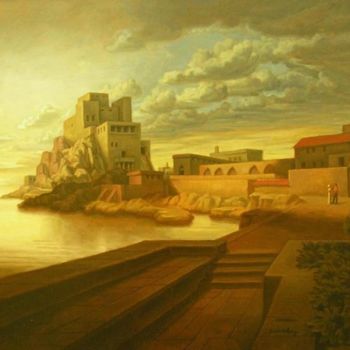 Peinture intitulée "landscape of caesar…" par Yacov Gabay, Œuvre d'art originale, Huile