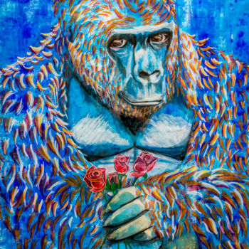 Dibujo titulada "Gorille" por Yaël Moon, Obra de arte original, Tinta