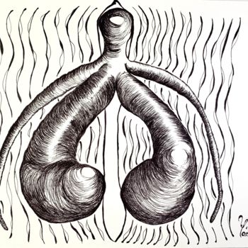 Drawing titled "Cliteros III- Clito…" by Yaël Moon, Original Artwork, Ballpoint pen