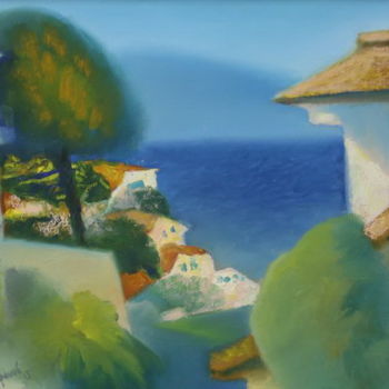 Malarstwo zatytułowany „Греция, полдень” autorstwa Yuri Afonov, Oryginalna praca, Olej