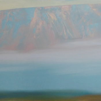Pintura intitulada "Утро. Гора в тумане" por Yuri Afonov, Obras de arte originais, Óleo