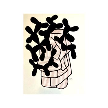 Disegno intitolato "« Succulents cactus…" da Yahia Ouled Moussa, Opera d'arte originale, Inchiostro